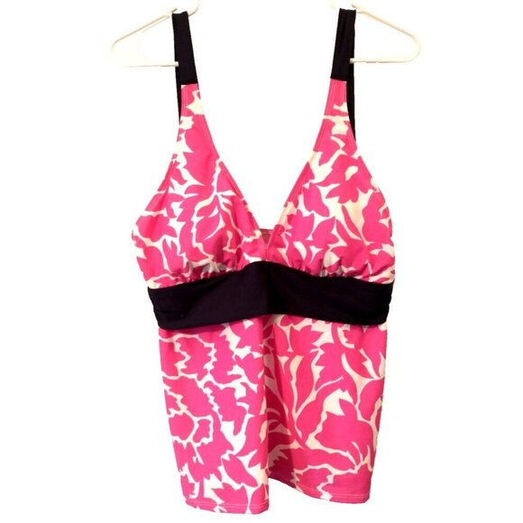 Nautica Other - NAUTICA Tankini Swim Top Soft Cup V-Neck Floral Pink Navy - Size 16 NWT
